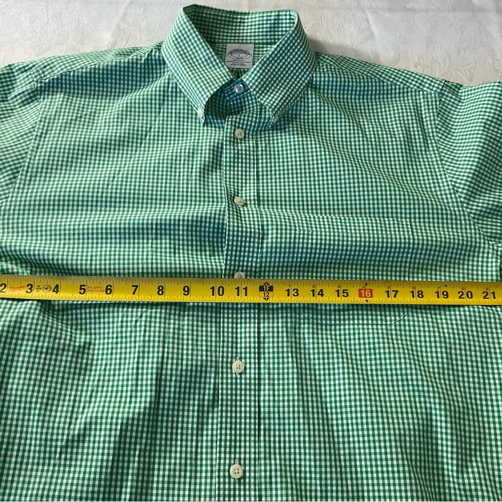 Brooks Brothers 1818 orig polo Regent Mens Size Large Shirt Green Check - Picture 4 of 9